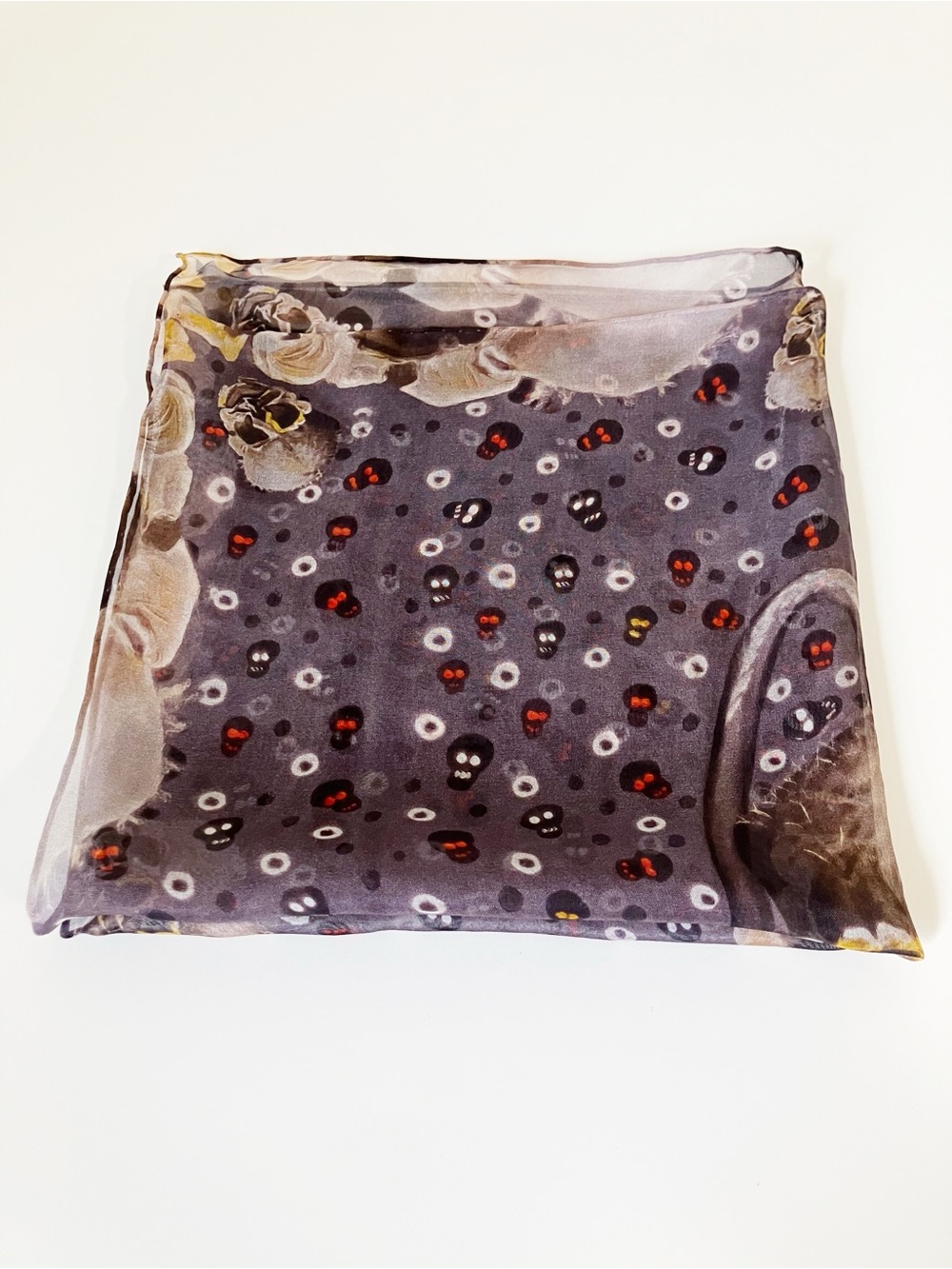 Mila & Such | Silk Bare Bones Skull Scarf OS Grunge Steampunk Luxury